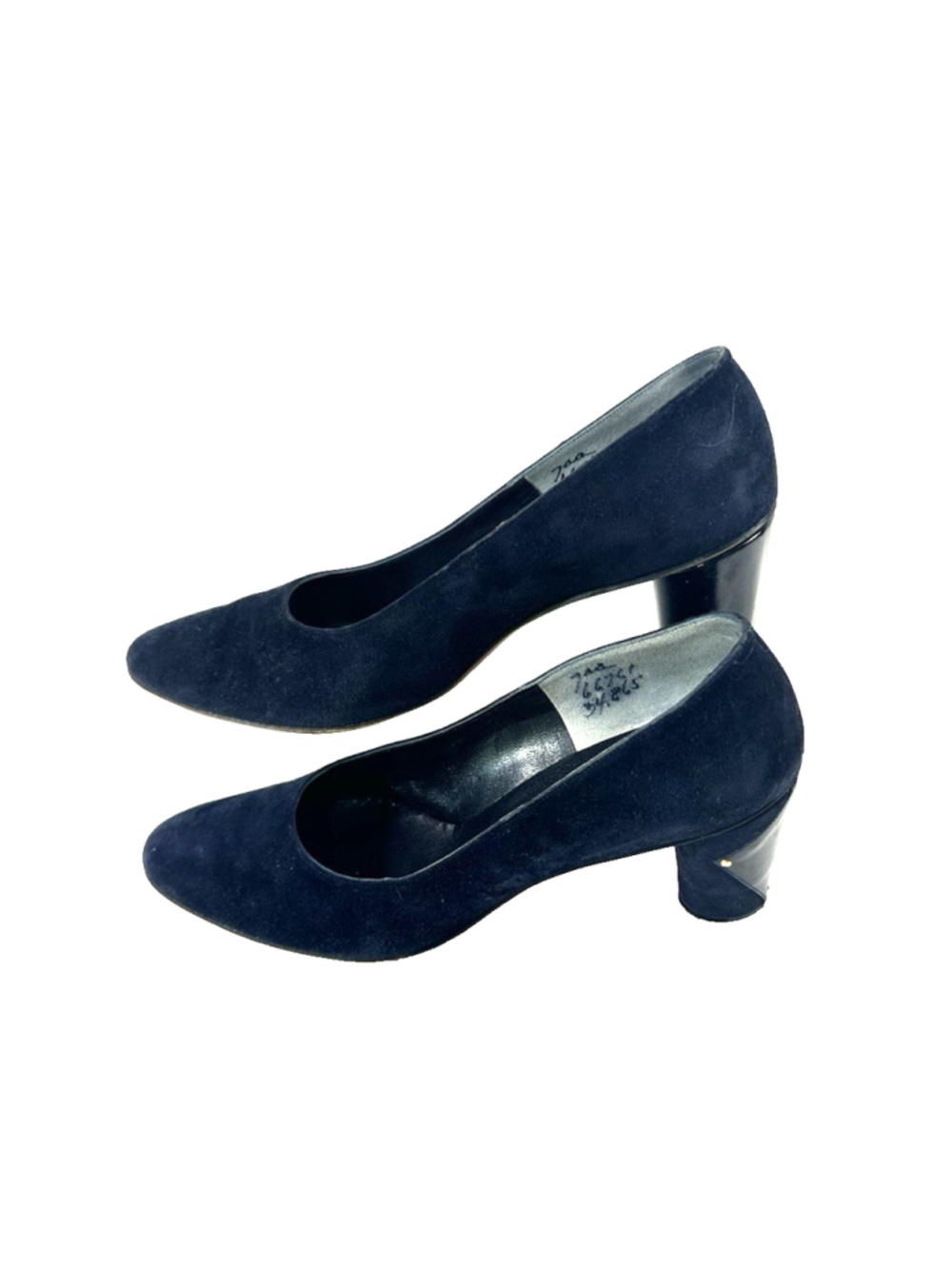 Vintage Herbert Levine MOD 1960s suede pumps shoes anchor medallion sz 7AA